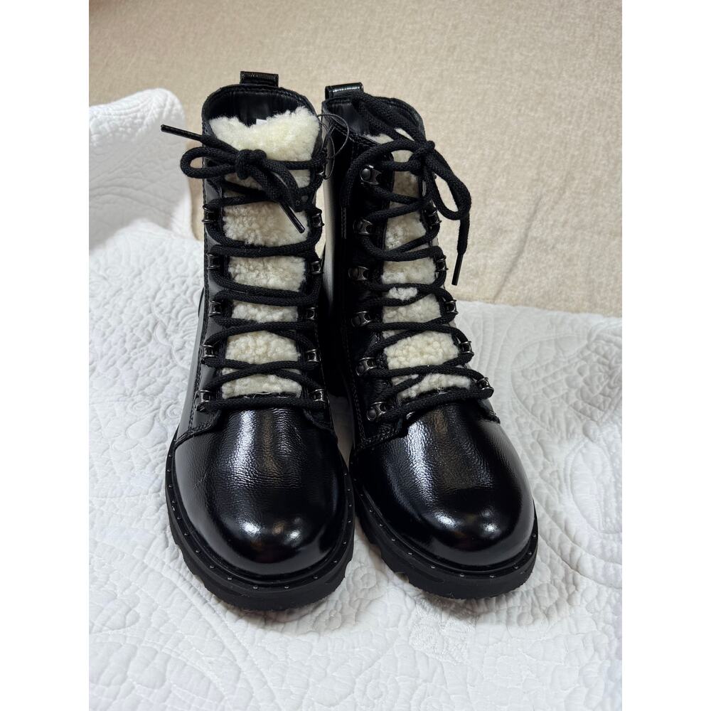 NWT Sorel Women's 10 Lennox Lace Cozy Waterproof Patent Leather Lambswool Boot - Picture 9 of 12